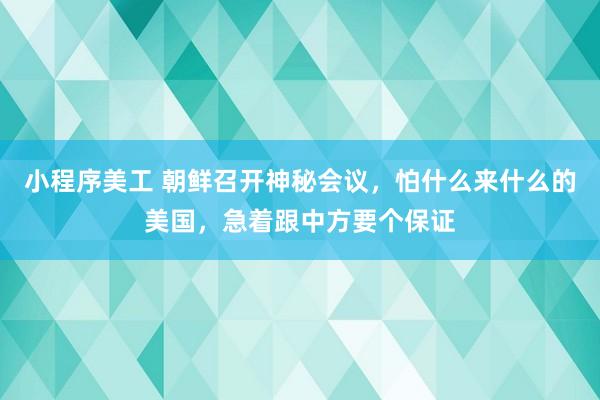 小程序美工 朝鲜召开神秘会议，怕什么来什么的美国，急着跟中方要个保证